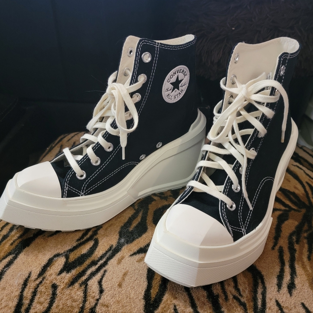 Converse Black and White Platform High Top Sneakers